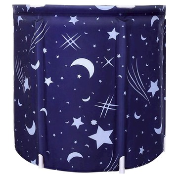 小麥購物 摺疊泡澡桶 圓形款 L704  1個  星空藍  65 x 65 x 70cm