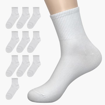 EZLEG 男士羅紋中筒襪 10雙組  白色的  250-270mm