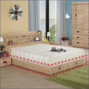 梧桐色5尺雙抽床底 床台 標準雙人【275B1194】Leader傢居館