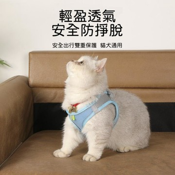 【24時特賣】貓 貓咪牽繩 寵物背帶 貓咪背袋 牽引繩 貓咪背帶 夏季透氣可調節牽引繩 貓牽引繩防掙脫 外出專用貓繩背帶