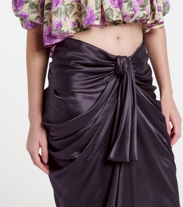 Chloé Gathered silk satin midi skirt