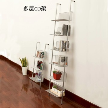 金屬鐵藝樓梯形整理六層CD碟片收納DVD置物架書架辦公商品展示架