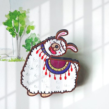 木製胸針美洲駝