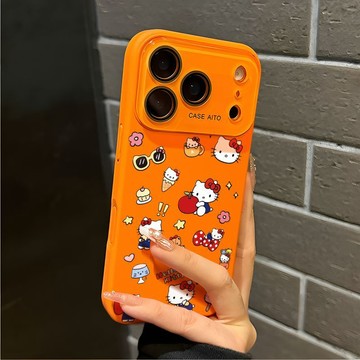卡通生日貓咪適用蘋果17Promax手機殼iphone16pro液態硅膠15pro巨