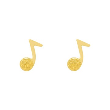 藏寶箱金飾 9999黃金純金 八分 音符 音樂 耳針 耳環