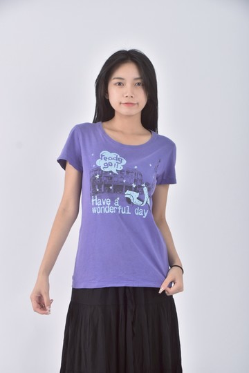 (S) baleno印花藍色短袖上衣