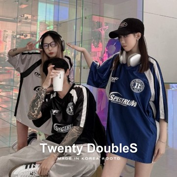 【20ss_select】韓國 滑面寬鬆Y2K個性球衣短T 男生短袖 女生短袖 情侶衣 短T 寬鬆上衣 滑面上衣 球衣