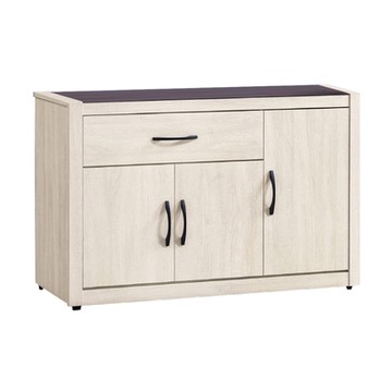 文創集 波利亞玻璃4尺三門單抽餐櫃-121x42x82cm免組