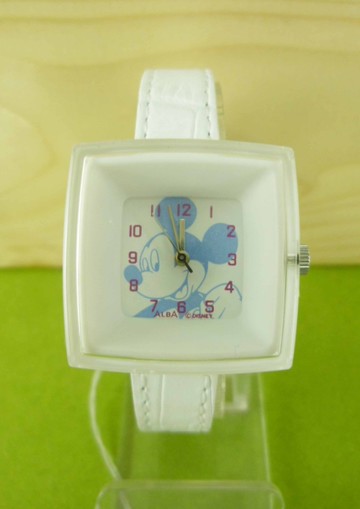 【震撼精品百貨】米奇/米妮_Micky Mouse~手錶-正方錶面-米奇大頭圖案-白色