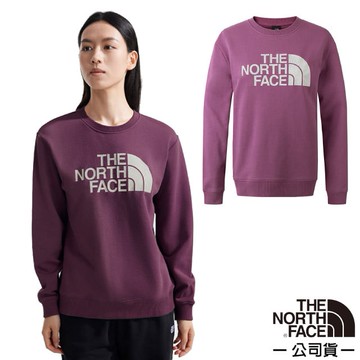 【The North Face】女 吸濕透氣純棉長袖圓領T恤/8ASU-1NI 紫色