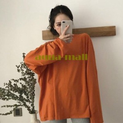 長袖tシャツ レディース Tシャツ ゆったり 無地tシャツ カットソー クルーネック ゆったりtシャツ 長袖 春秋 重ね着 シンプル 通販 Lineポイント最大get Lineショッピング