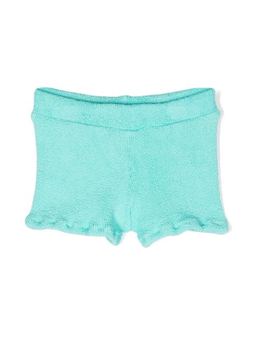 MC2 Saint Barth Kids - logo-tag crinkled shorts - kids - Elastane/Polyamide - 10 yrs - Blue
