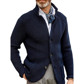 2025秋季新款立領毛衣休閑長袖夾克針織開衫外套男Men's sweaters