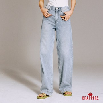 BRAPPERS 女款 Boy friend系列-高腰全棉直筒褲-淺藍
