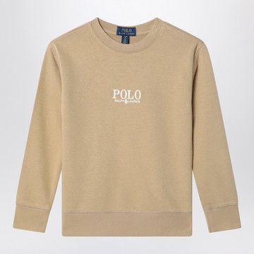 Beige cotton sweatshirt with logo