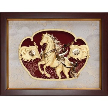 純金馬 金箔畫系列~【馬到成功】....25 x32 cm