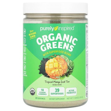 Purely Inspired, 含 Superfood 混合物的有機綠色蔬菜，熱帶芒果冰茶味，11.08 盎司（314 克）