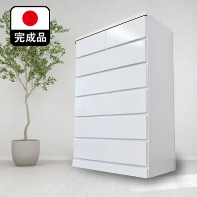 木製 チェスト 収納 完成品(幅75cm6段ワッフル フリー)日本製 シンプル ホワイト 脱衣所収納 リビング収納 タンス 収納チェスト 奥行40