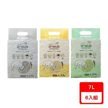 超級SPARKLES SP-環保極細豆腐砂7L(2.5kg) X6包組 (買就送UCAT 貓 400g*1包隨機)
