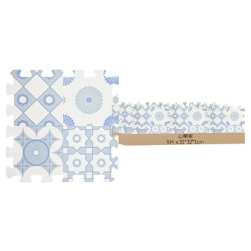 心樂家 摩洛哥復古藍花磚巧拼地墊9片裝 EVA材質厚實軟彈 符合安全規範  1組