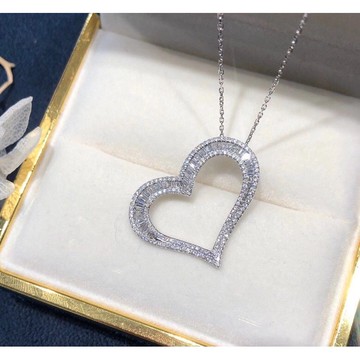 隔日到貨 滿鑚 愛心 珠寶鑲崁工藝 水晶 吊墜 莫桑鑚 項鍊 項鏈 不退色N195