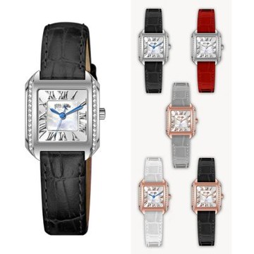 Folli Follie 23毫米 方形 誥石鑲嵌 珍珠母貝錶盤 真皮錶帶腕錶(多款任選)