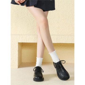 春秋真皮樂福鞋女鞋子2025新款百搭小皮鞋厚底系帶學院黑豆豆單鞋