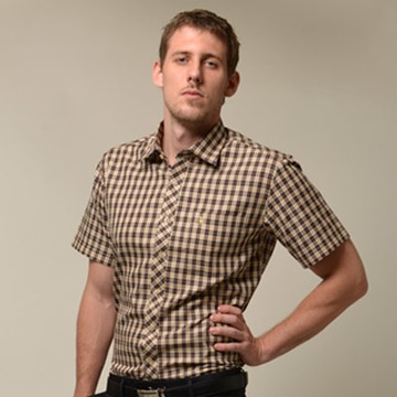 金安德森 經典中格紋窄版短袖襯衫