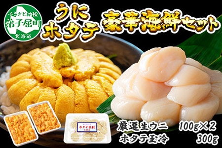 1728.うに ホタテ 豪華 海鮮 セット 4人前 ウニ チリ産 冷凍 200g ほたて 300g 雲丹 帆立 丼 刺身 送料無料 北海道  弟子屈町