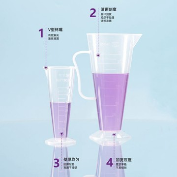 心隔日💥塑料三角量杯帶刻度錐形量壺量筒加厚埃爾倫邁耶/厄倫美厄1000ml