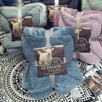 出口純色雙層加厚羊羔絨毛毯秋冬保暖午睡客廳沙發空調單雙人蓋毯