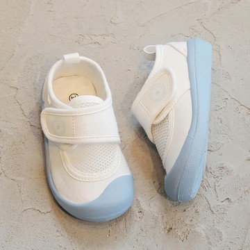 bebehome 小童網面透氣帆布小白鞋 PVC防滑底膠 藍色  190mm