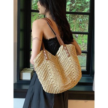 手工編織草編包包女大容量2025新款藤編法式度假單肩包海邊沙灘包