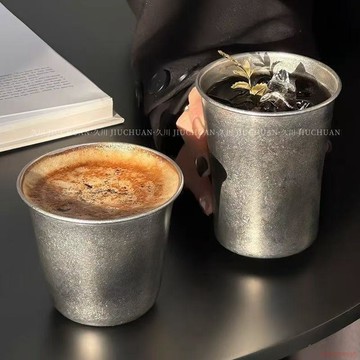 桃園出貨✨美式復古ins做舊工業風304不鏽鋼杯子戶外咖啡杯啤酒冷飲單層水杯