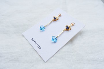 Swarovski Princess Cut Crystal 耳環 - Aquamarine
