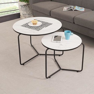 【Homelike】 喜家居圓形大小茶几組(2色可選)(2217)