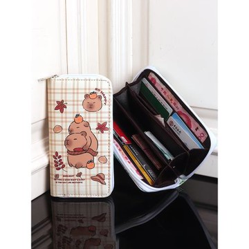 卡通個性卡皮巴拉零錢包可愛水豚收納包大容量可裝手機長款多功能