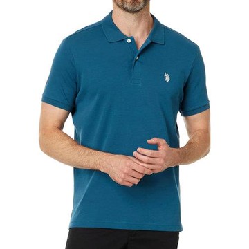 US Polo 2025男經典小馬球標誌合身靛藍色短袖POLO