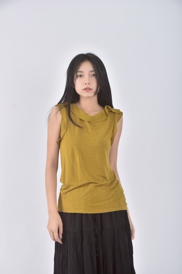 (S) massimo dutti紡紗芥末黃色上衣