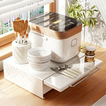 【AOTTO】無印風雙抽拉廚房桌上收納架(收納架 置物架 廚房收納 桌上收納)