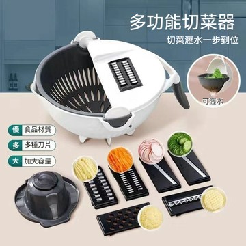 台灣出貨 多功能切菜器 刨絲器 切片器 切絲器 切菜神器 剝蒜器 刨片器 削皮刀 磨蒜器 切蔥機 七合一切菜器 削片器