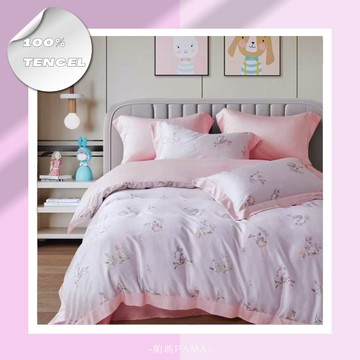 【帕瑪PAMA】100% 60S 天絲床包組/雙人5X6.2/小頑兔-粉