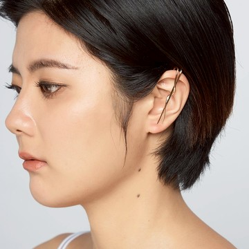 環繞耳針 925銀厚鍍18K金 Twining Earpin - 金色