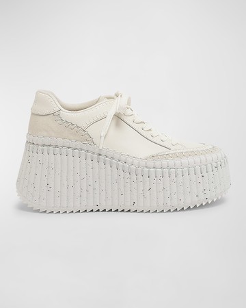 Platform Speckled Mix Leather Sneakers