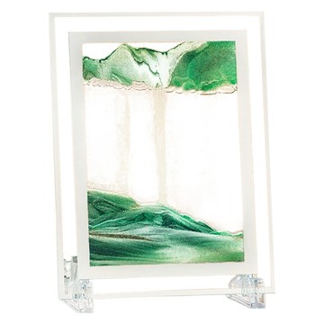 3D立體質感沙漏畫 方形 23*17cm 玻璃材質  綠色