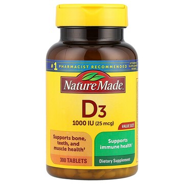 Nature Made, 維生素 D3，25 微克（1000 國際單位），300 片