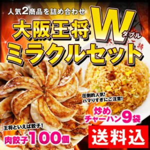 大阪王将ダブルミラクルセット 餃子100個＋直火炒めチャーハン9袋  冷凍食品 送料無料 お弁当 惣菜 おかず 冷凍餃子 炒飯 ギフト 福袋 仕