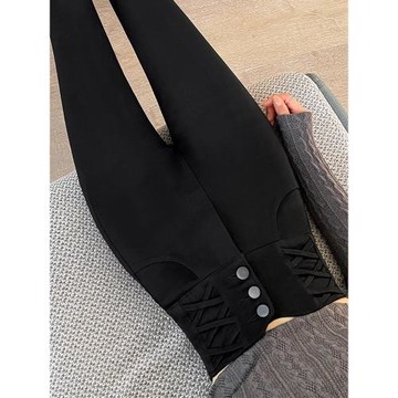 高腰打底褲女外穿秋冬加絨2024新款黑色緊身彈力顯瘦小腳鉛筆褲子