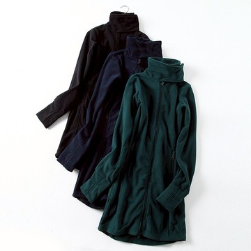 防風立領中長款搖粒絨衛衣外套女1入