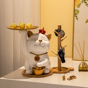 招財元寶貓入戶門口玄關鑰匙收納客廳裝飾品鞋柜擺件輕奢喬遷禮物